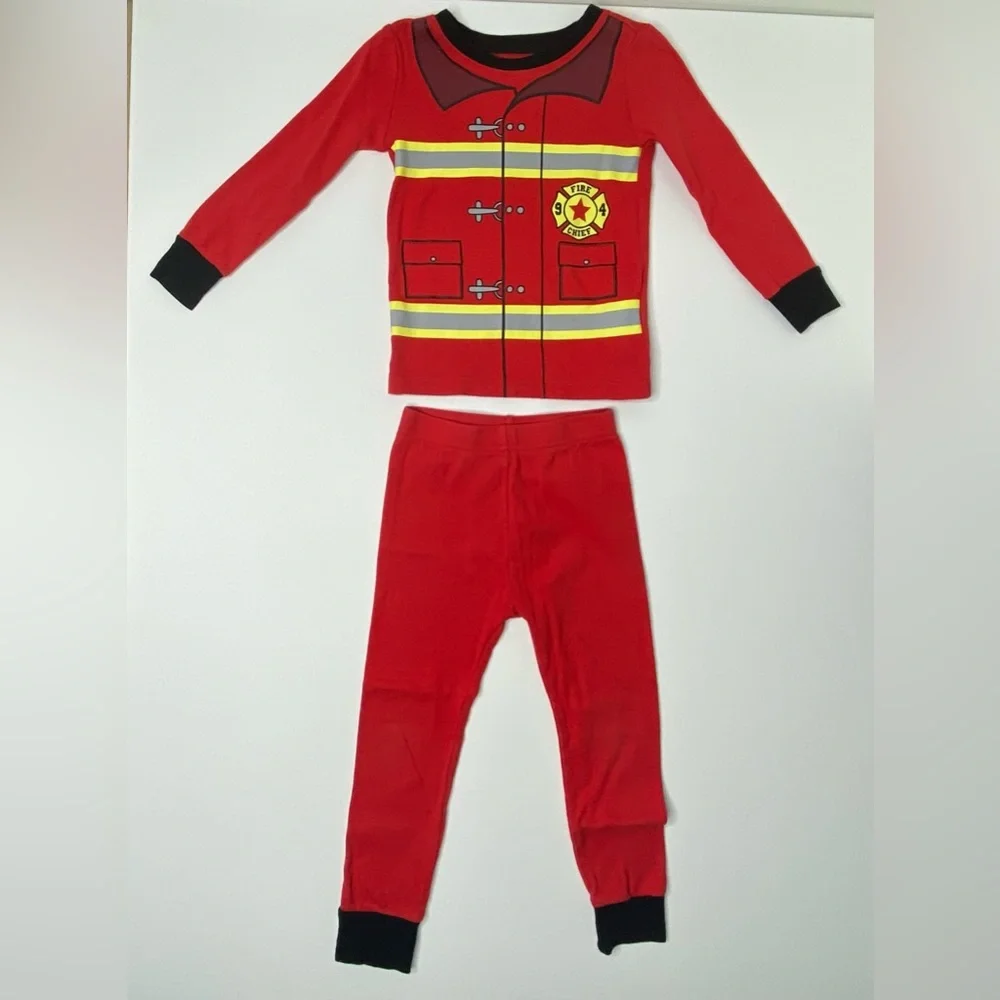 Old Navy Port Company CrewCuts Graphic T-Shirt Costume Fire Fighter Pajamas 3T